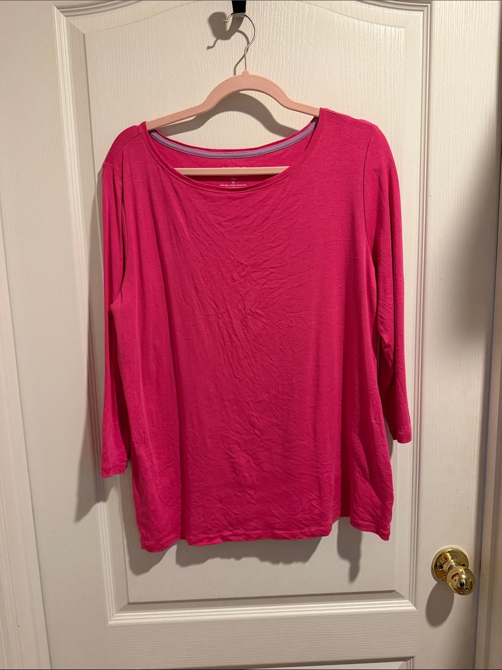 Talbots Bright Fuchsia Scoop Neck Long-Sleeve Top